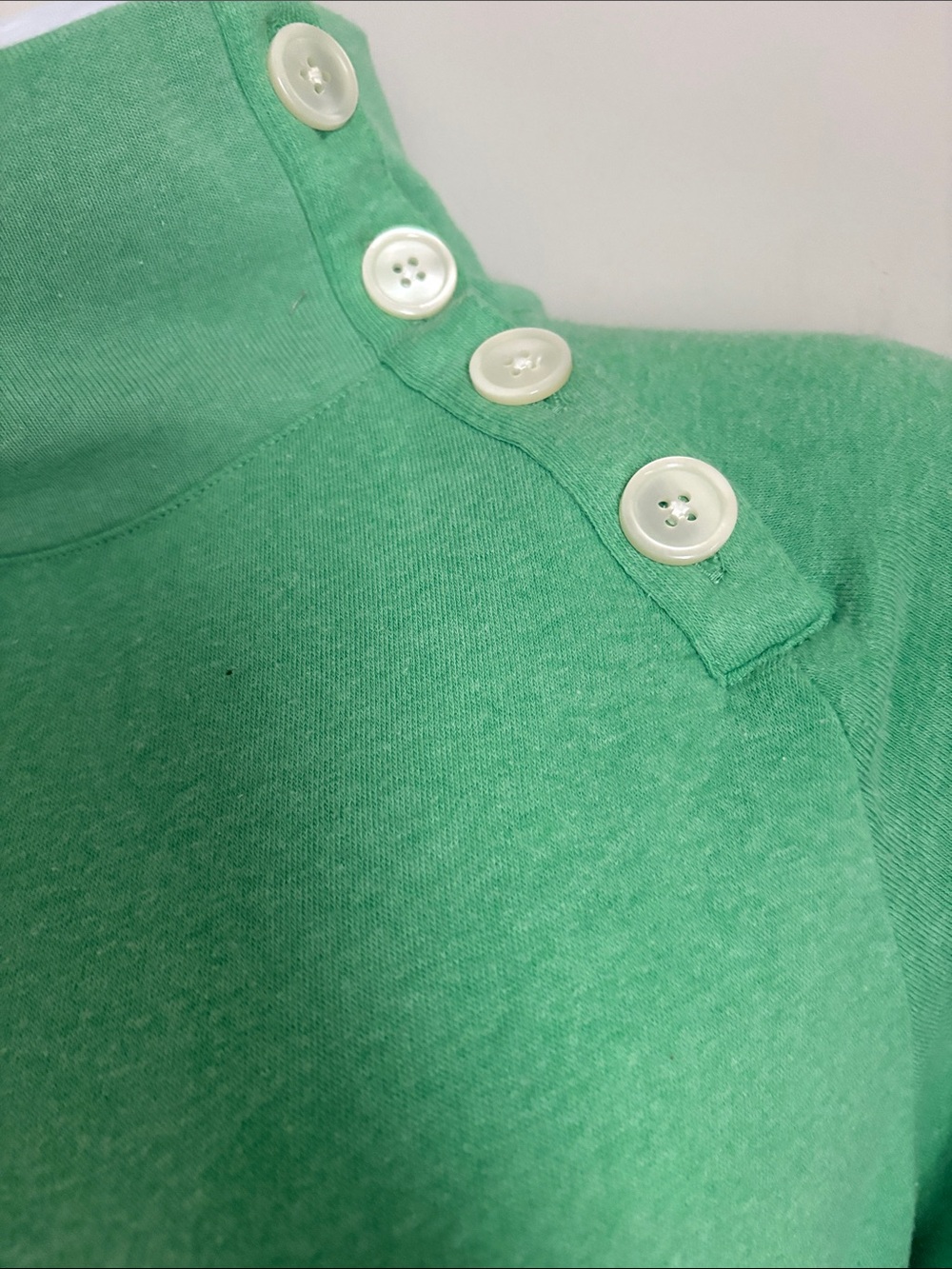 J. Crew Green Button-Shoulder Sweatshirt with Side Buttons Medium 🤩 - Picture 2 of 6